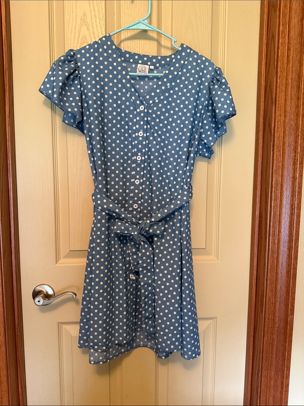 Unbranded Blue Polka Dot Kids Dress with Tie Waist
